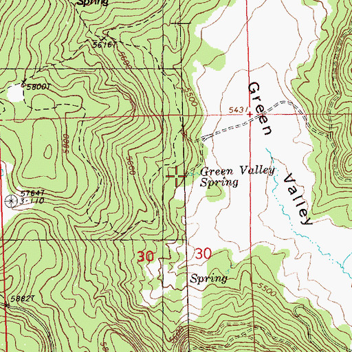 Topographic Map of Green Valley Spring, OR