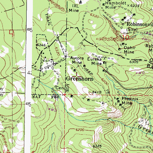 Topographic Map of Greenhorn, OR
