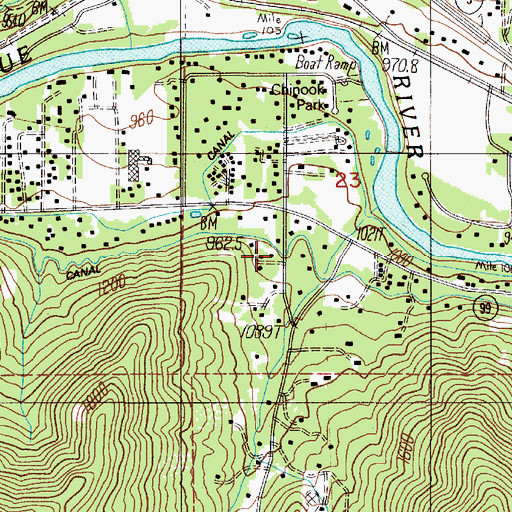 Topographic Map of Greens Creek, OR