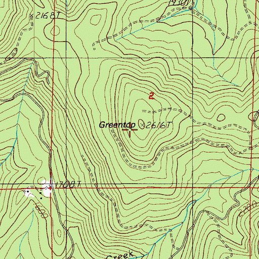 Topographic Map of Greentop, OR