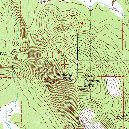 Topographic Map of Grenada Butte, OR