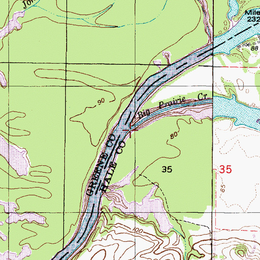 Topographic Map of Big Prairie Creek, AL