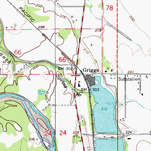 Topographic Map of Griggs, OR
