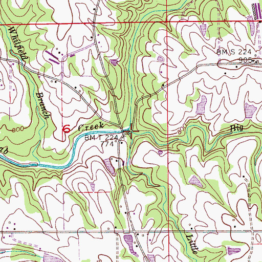 Topographic Map of Big Reedbrake Creek, AL