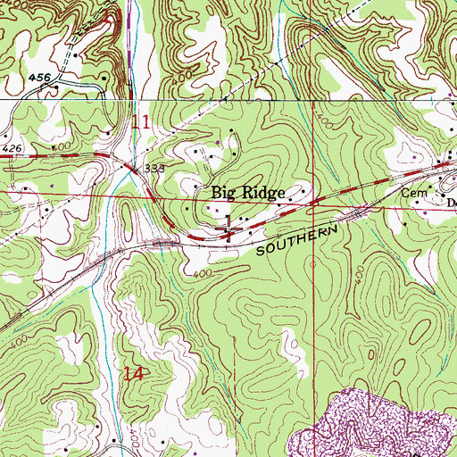 Topographic Map of Big Ridge, AL