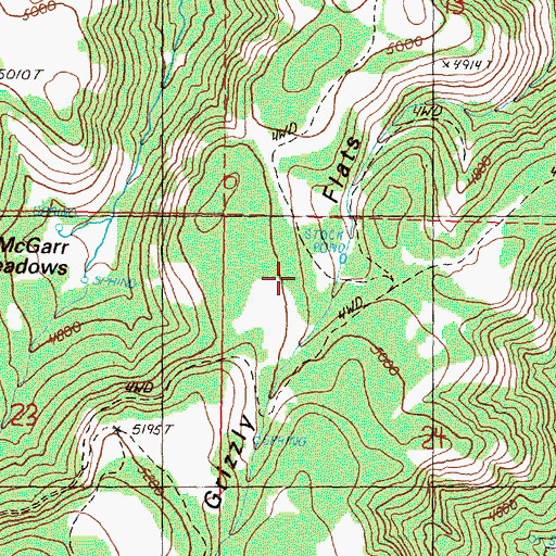 Topographic Map of Grizzly Flats, OR