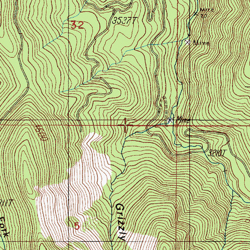 Topographic Map of Grizzly Gulch, OR