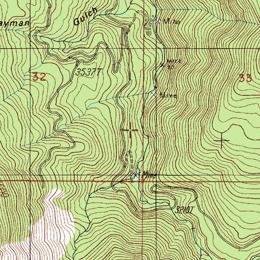 Topographic Map of Grizzly Mine, OR