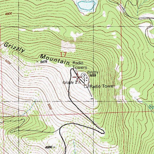 Topographic Map of Grizzly Mountain, OR