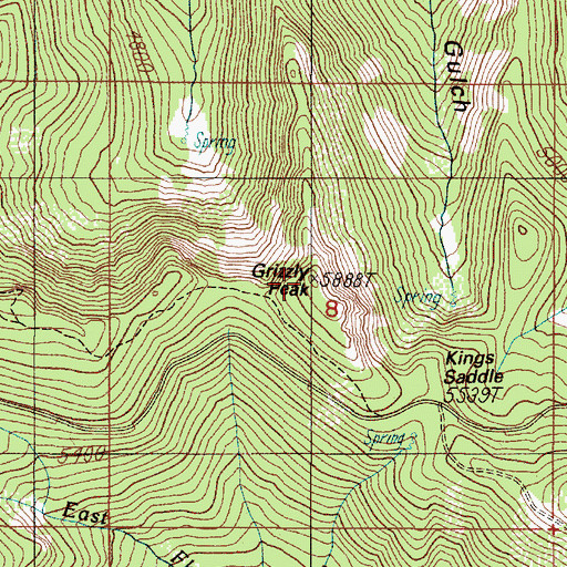 Topographic Map of Grizzly Peak, OR