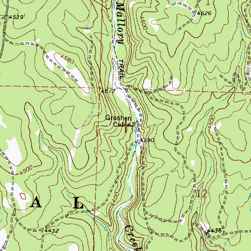 Topographic Map of Groshen Cabin, OR