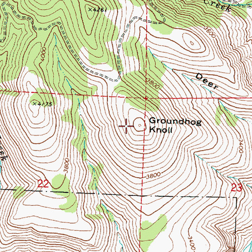 Topographic Map of Groundhog Knoll, OR