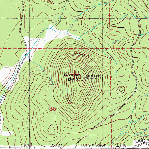Topographic Map of Grouse Butte, OR