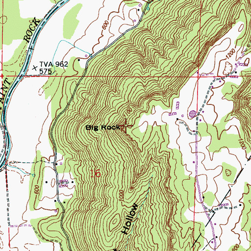 Topographic Map of Big Rock, AL