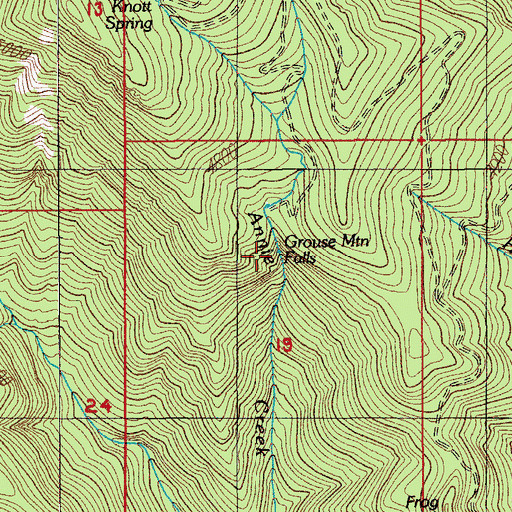 Topographic Map of Grouse Mountain Falls, OR