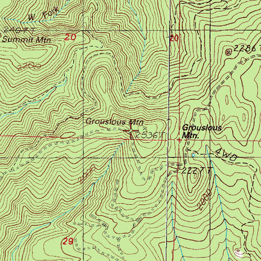 Topographic Map of Grouslous Mountain, OR