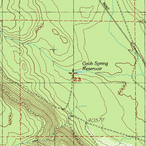 Topographic Map of Grub Spring Reservoir, OR