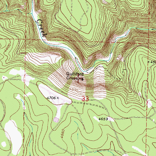 Topographic Map of Gulliford Crossing, OR