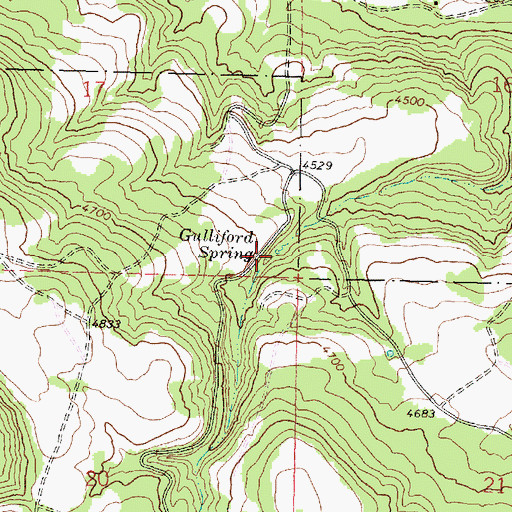 Topographic Map of Gulliford Spring, OR