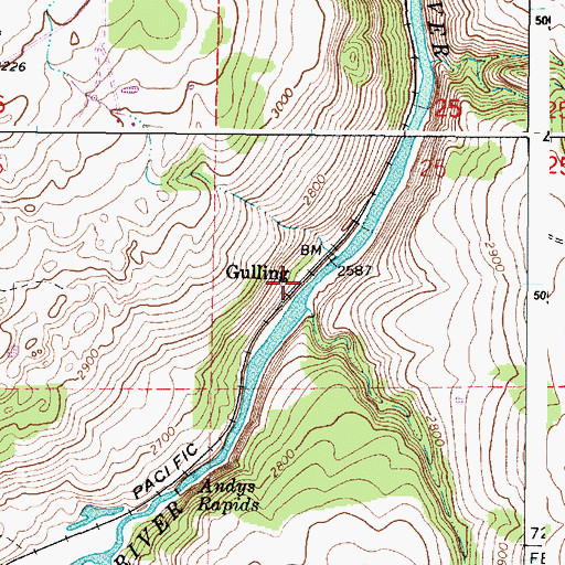 Topographic Map of Gulling, OR