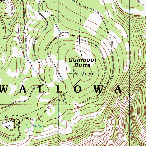 Topographic Map of Gumboot Butte, OR