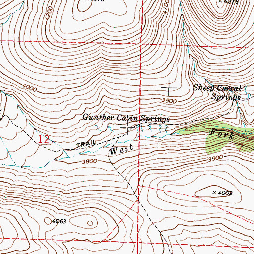Topographic Map of Gunther Cabin Springs, OR