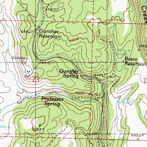 Topographic Map of Gunther Spring, OR