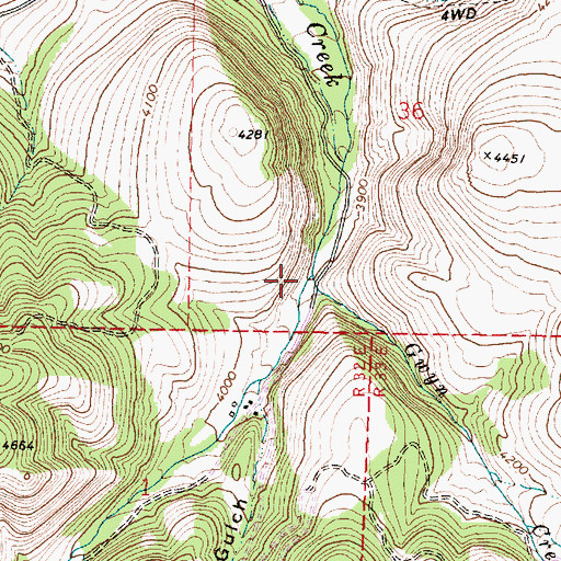 Topographic Map of Gwyn Creek, OR