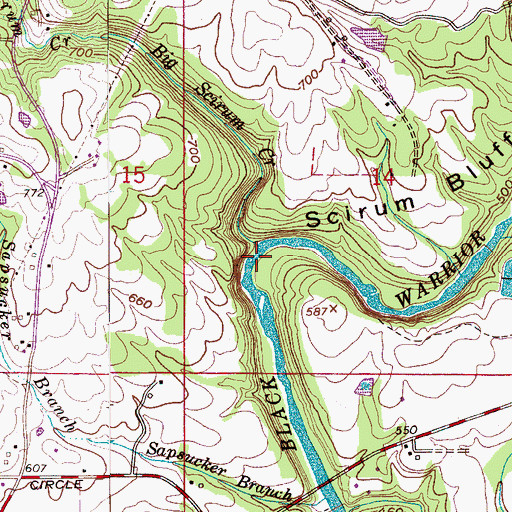 Topographic Map of Big Scirum Creek, AL