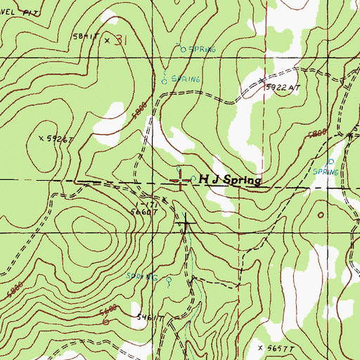 Topographic Map of H J Spring, OR