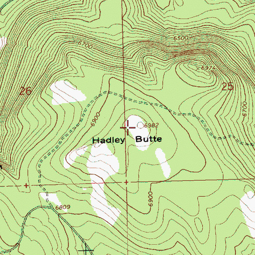 Topographic Map of Hadley Butte, OR
