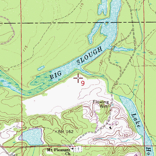 Topographic Map of Big Slough, AL