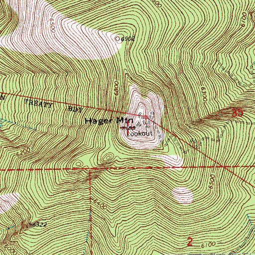 Topographic Map of Hager Mountain, OR