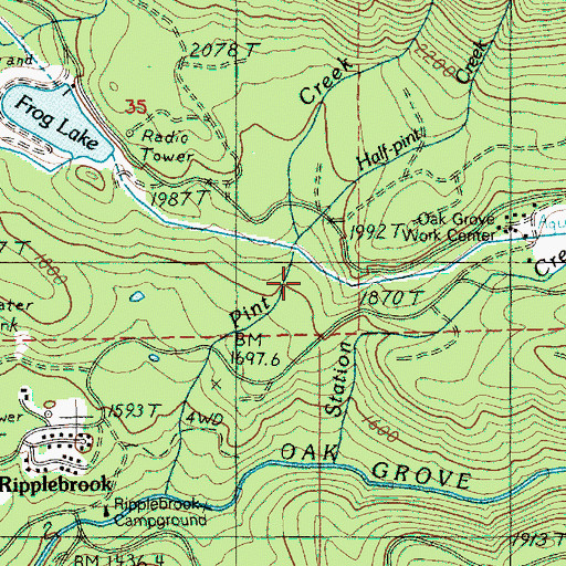 Topographic Map of Half-pint Creek, OR