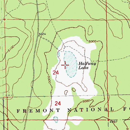 Topographic Map of Halfway Lake, OR