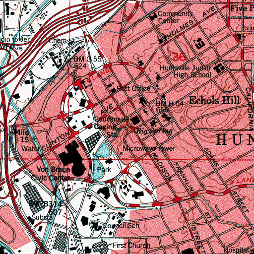 Topographic Map of Big Spring, AL