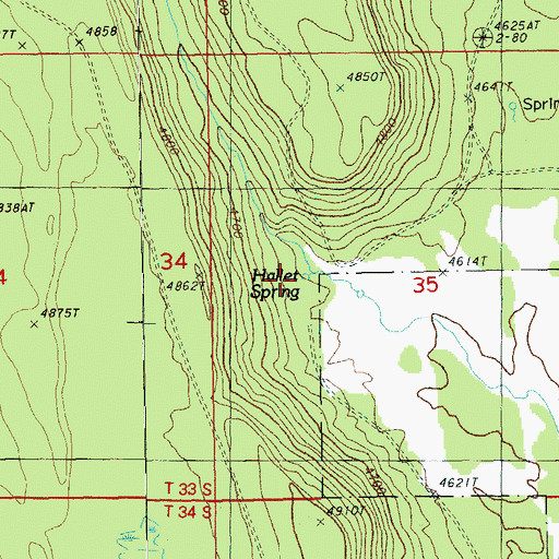 Topographic Map of Hallet Spring, OR