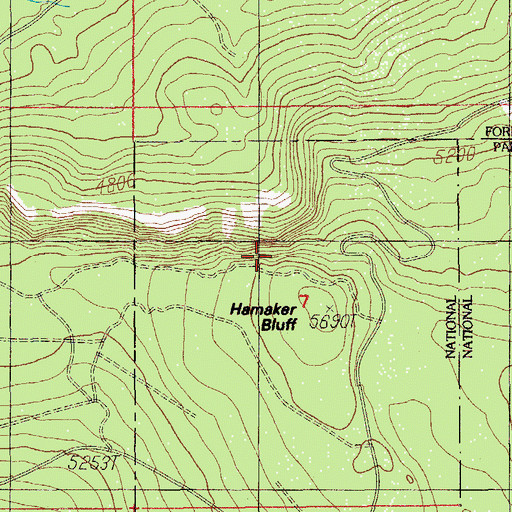 Topographic Map of Hamaker Bluff, OR