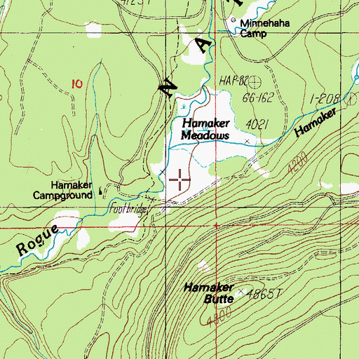 Topographic Map of Hamaker Meadows, OR