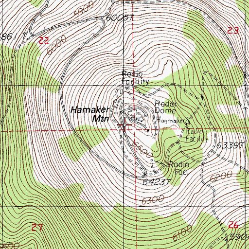 Topographic Map of Hamaker Mountain, OR