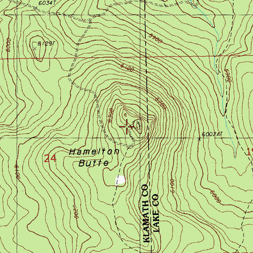 Topographic Map of Hamelton Butte, OR