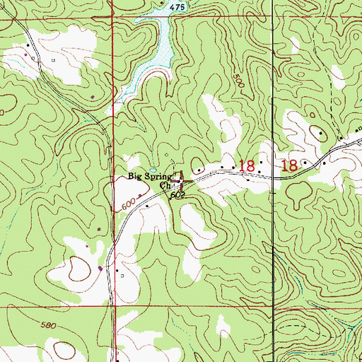 Topographic Map of Big Spring Church, AL