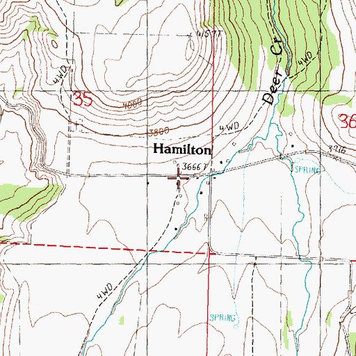 Topographic Map of Hamilton, OR