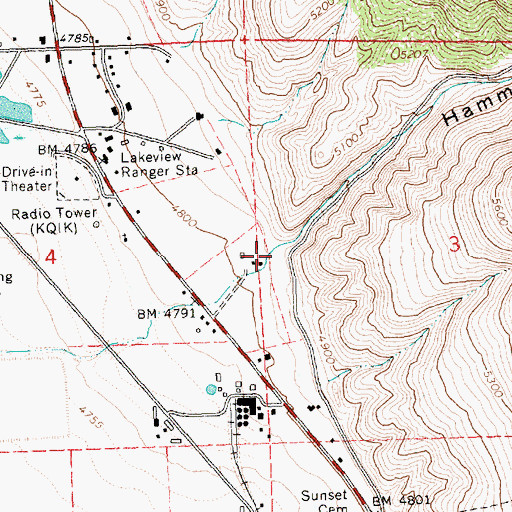 Topographic Map of Hammersley Canyon, OR