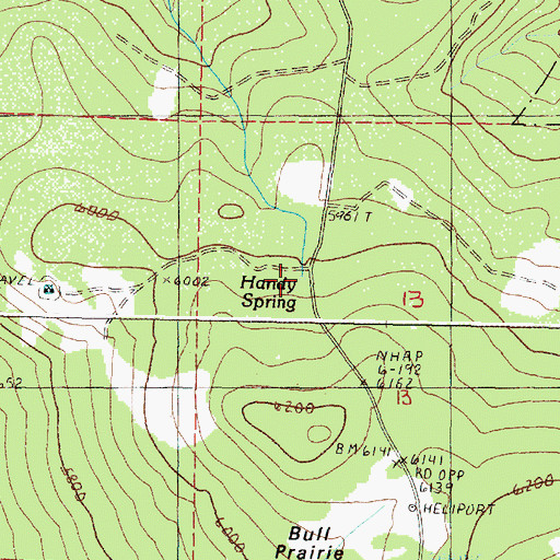 Topographic Map of Handy Spring, OR