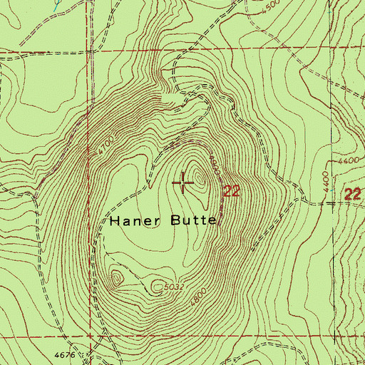 Topographic Map of Haner Butte, OR