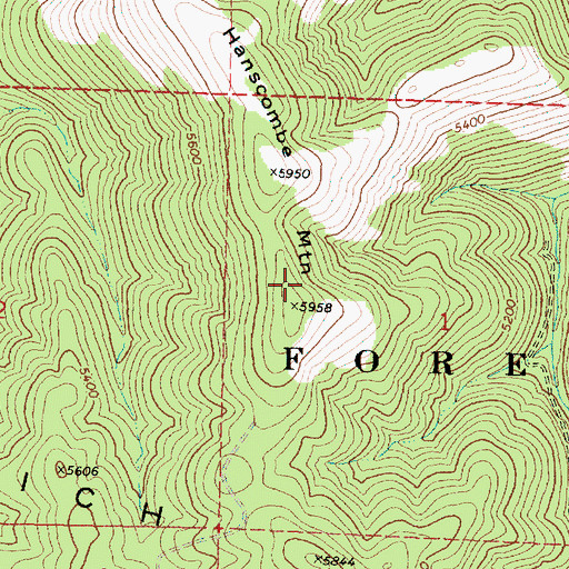 Topographic Map of Hanscombe Mountain, OR