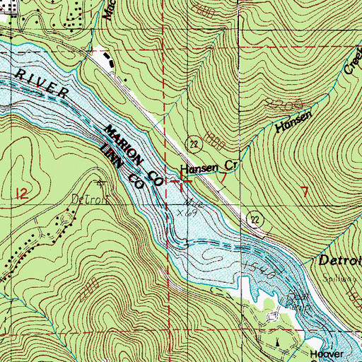 Topographic Map of Hansen Creek, OR
