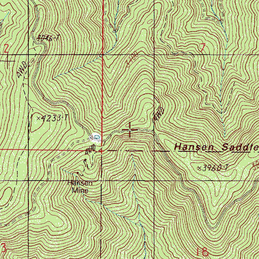 Topographic Map of Hansen Saddle, OR