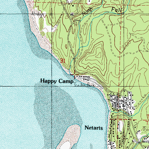 Topographic Map of Happy Camp, OR